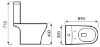 Kameo Close cupled white pan cistern and seat D shaped Open Back Complete rimless WC Technical Drawing